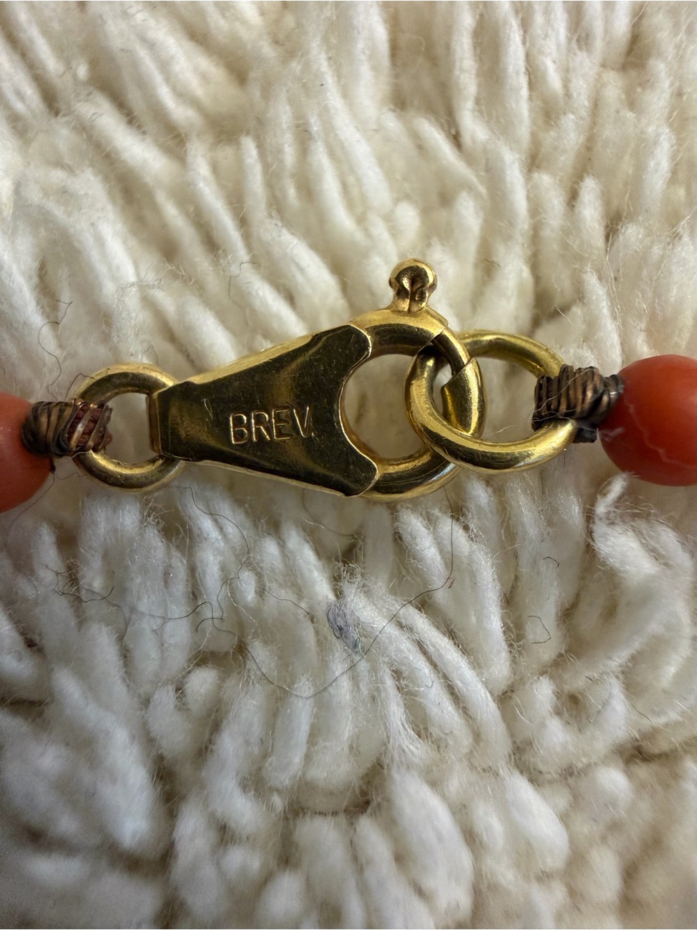 Vintage Natural Red Coral Bead Necklace 16" 10.15g 18K Gold Clasp BREV Italian - Picture 14 of 16
